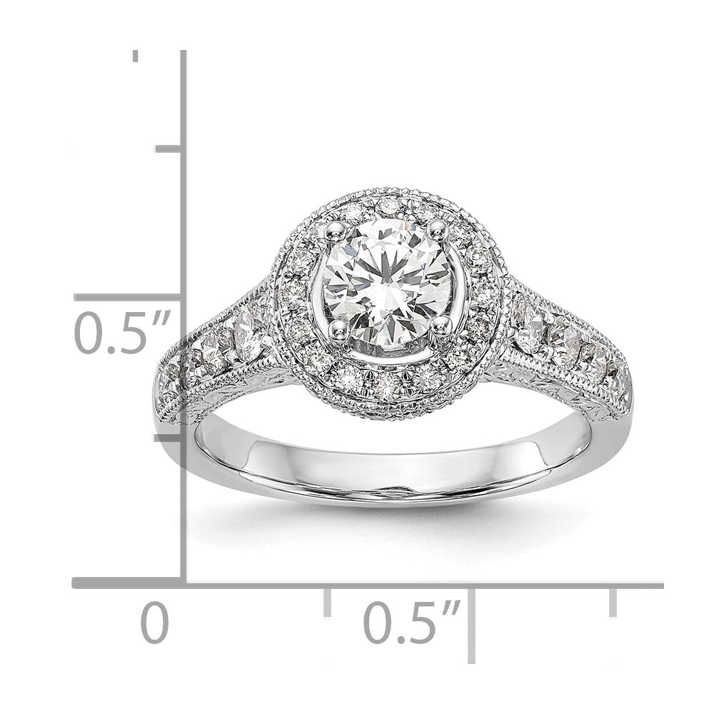 14K White Gold Lab Grown Diamond VS/SI FGH Semi-Mount Halo Eng Ring