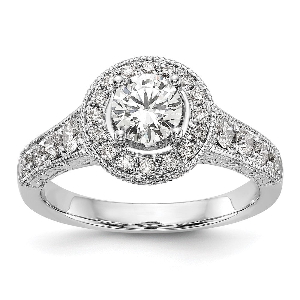 14K White Gold Lab Grown Diamond VS/SI FGH Semi-Mount Halo Eng Ring