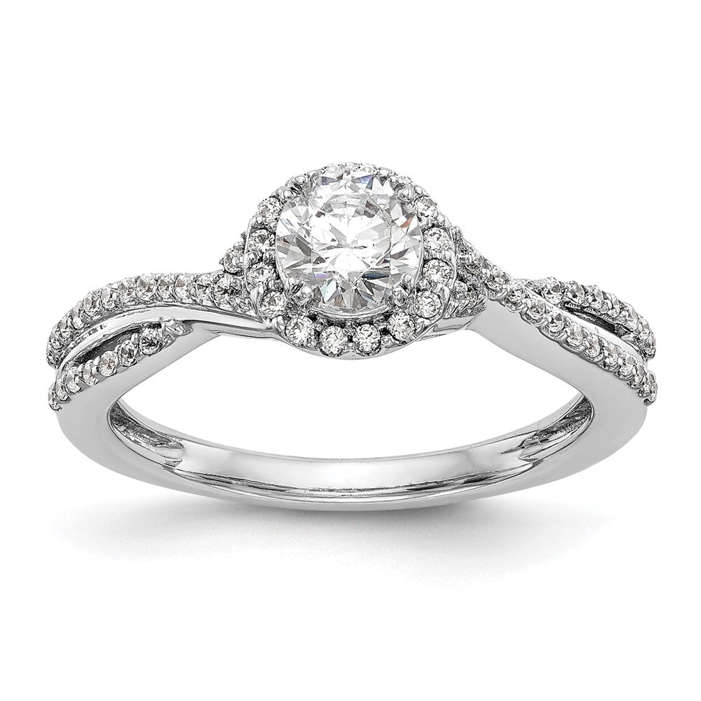 14K White Gold Lab Grown VS/SI FGH Dia Complete Halo Engagement Ring