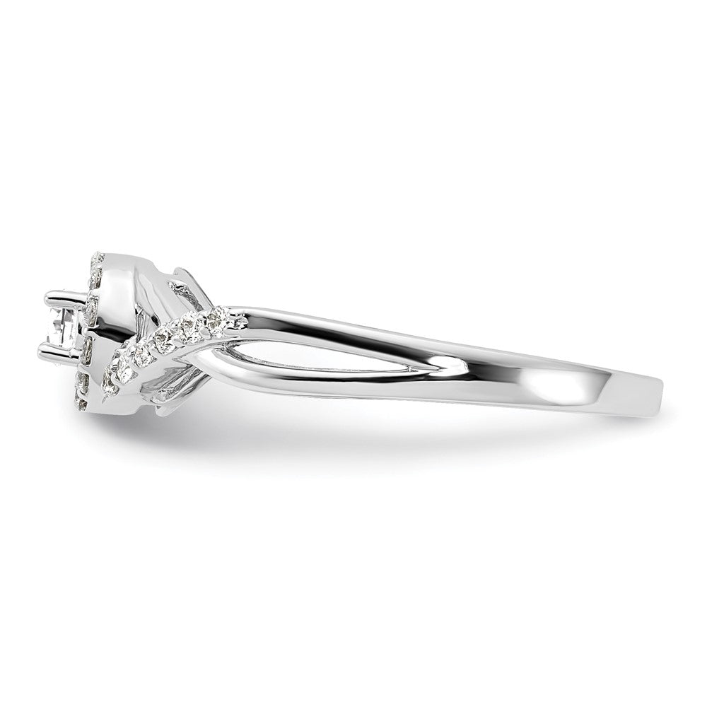 14K White Gold Lab Grown VS/SI FGH Dia Complete Halo Engagement Ring