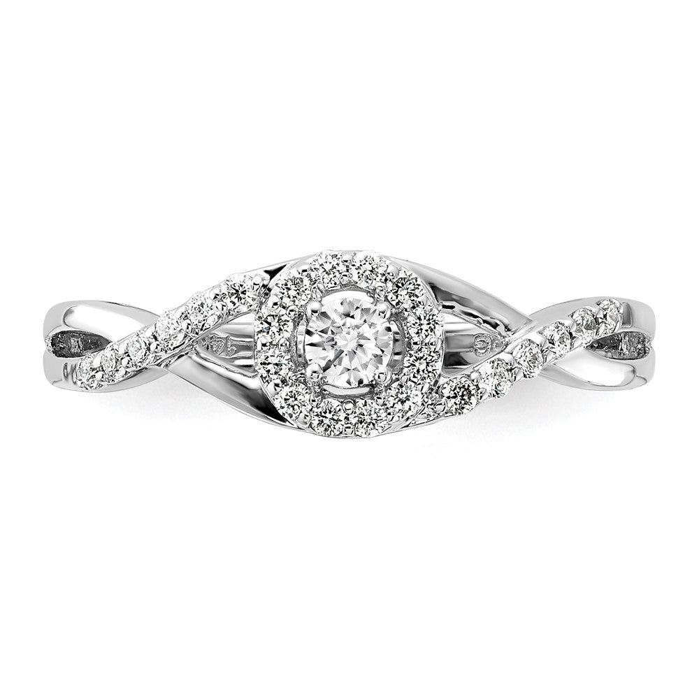 14K White Gold Lab Grown VS/SI FGH Dia Complete Halo Engagement Ring