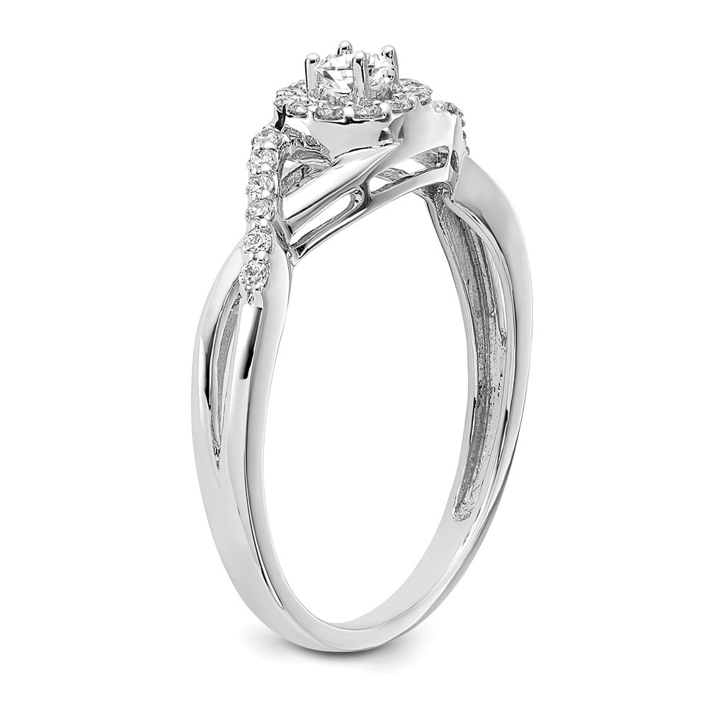 14K White Gold Lab Grown VS/SI FGH Dia Complete Halo Engagement Ring