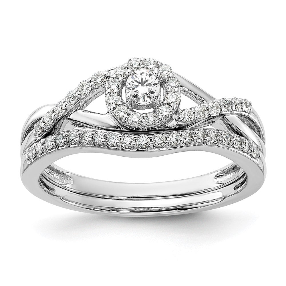 14K White Gold Lab Grown VS/SI FGH Dia Complete Halo Engagement Ring