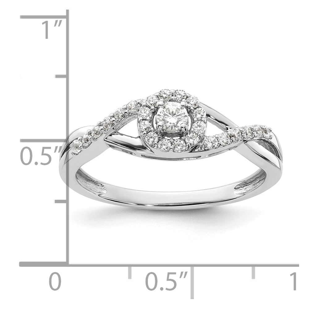 14K White Gold Lab Grown VS/SI FGH Dia Complete Halo Engagement Ring