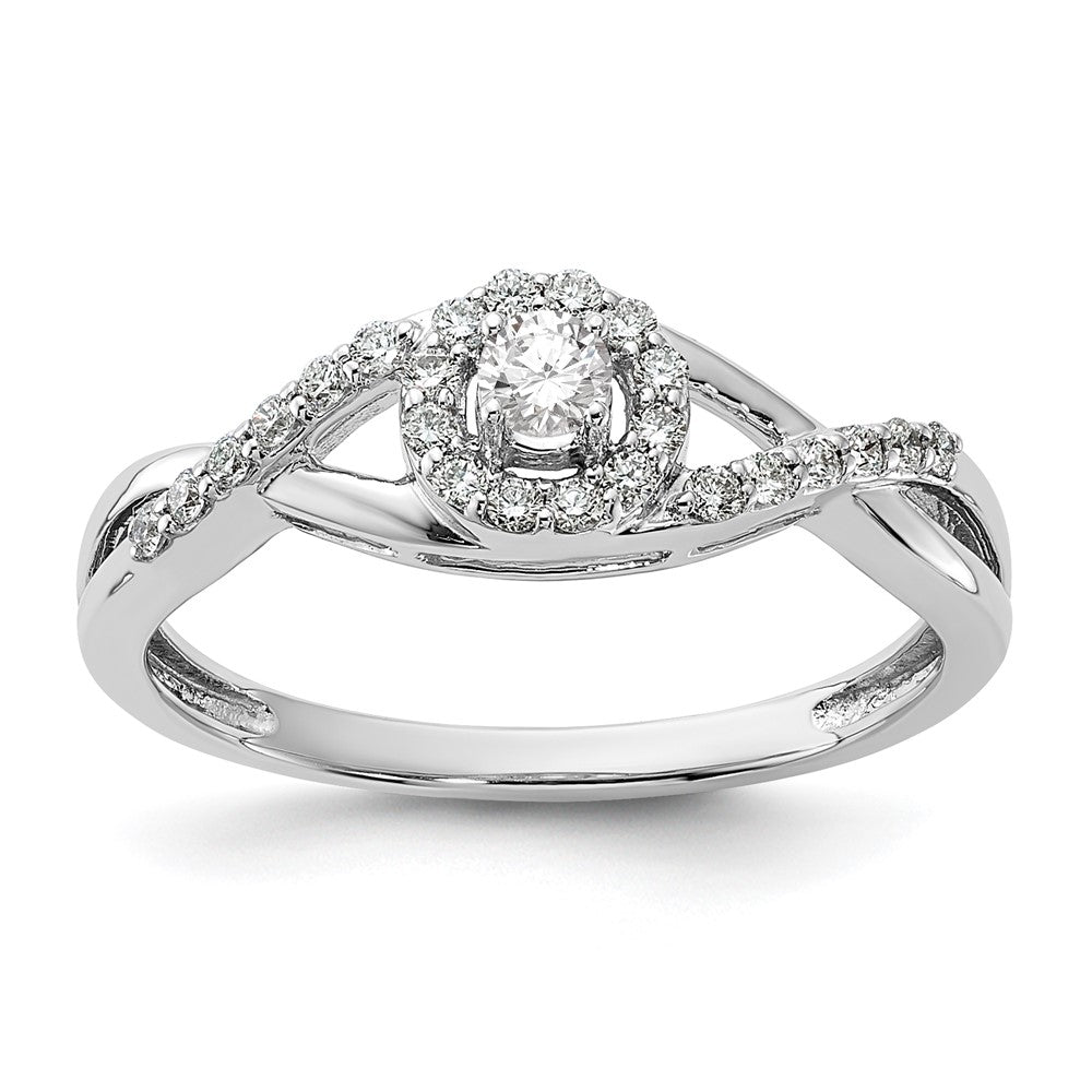 14K White Gold Lab Grown VS/SI FGH Dia Complete Halo Engagement Ring