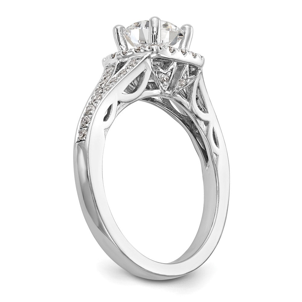 14K White Gold Lab Grown VS/SI FGH Dia Semi-Mount Halo Engagement Ring