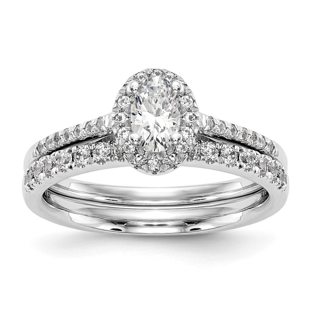 14K White Gold Lab Grown VS/SI FGH Dia Semi-Mount Oval Halo Eng Ring