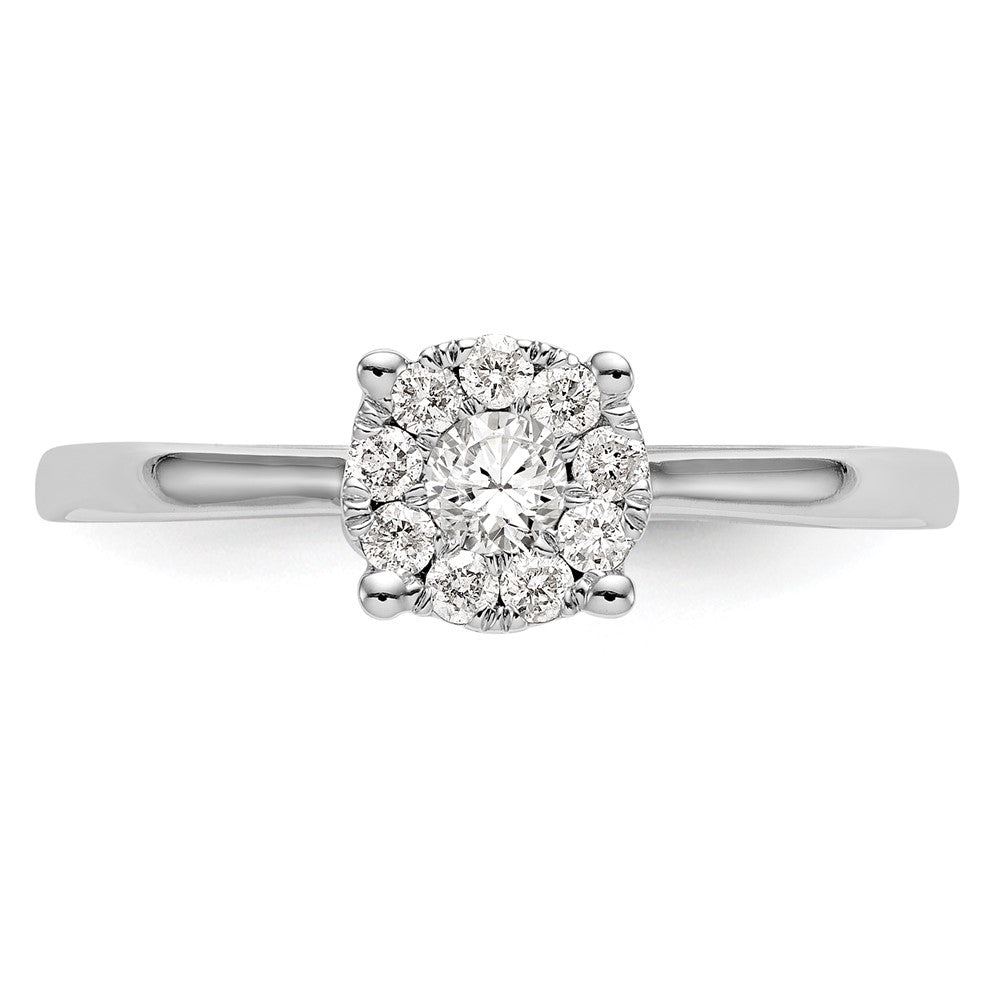 14K White Gold Lab Grown VS/SI FGH Dia Cluster Complete Engagement Ring