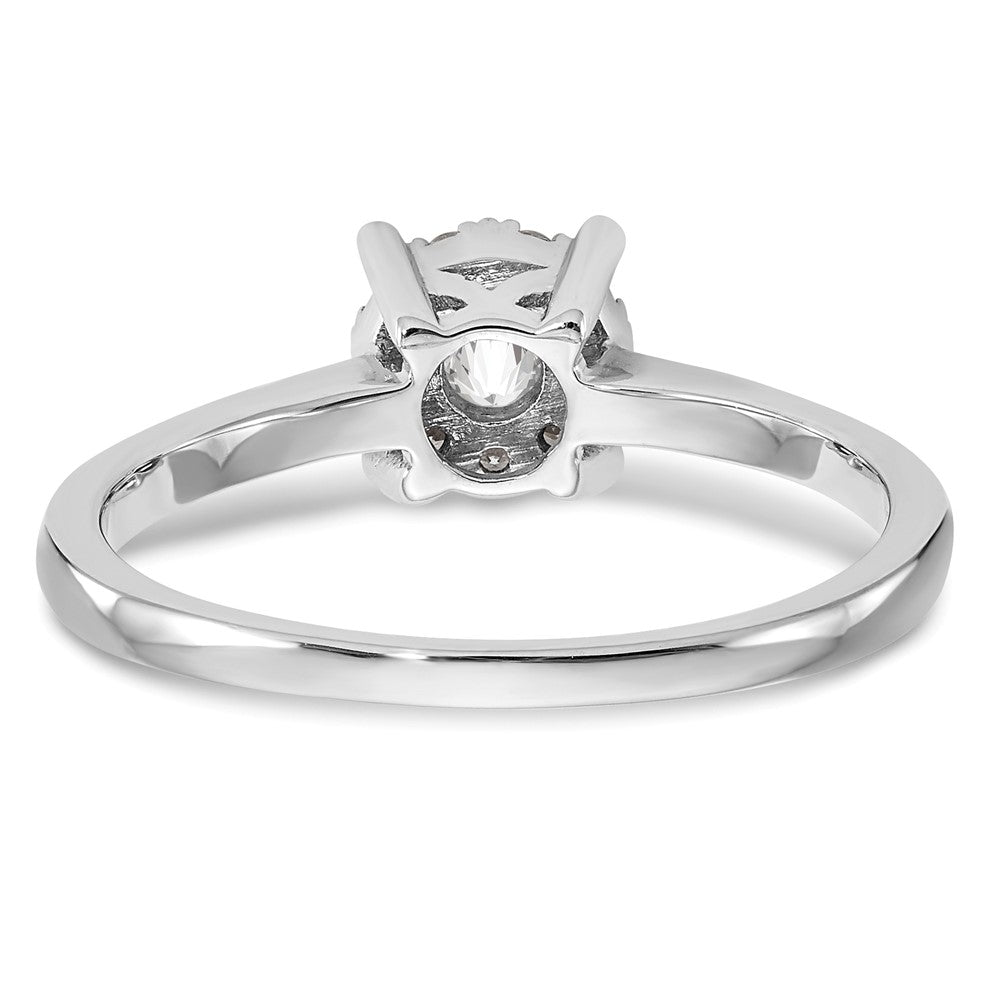 14K White Gold Lab Grown VS/SI FGH Dia Cluster Complete Engagement Ring