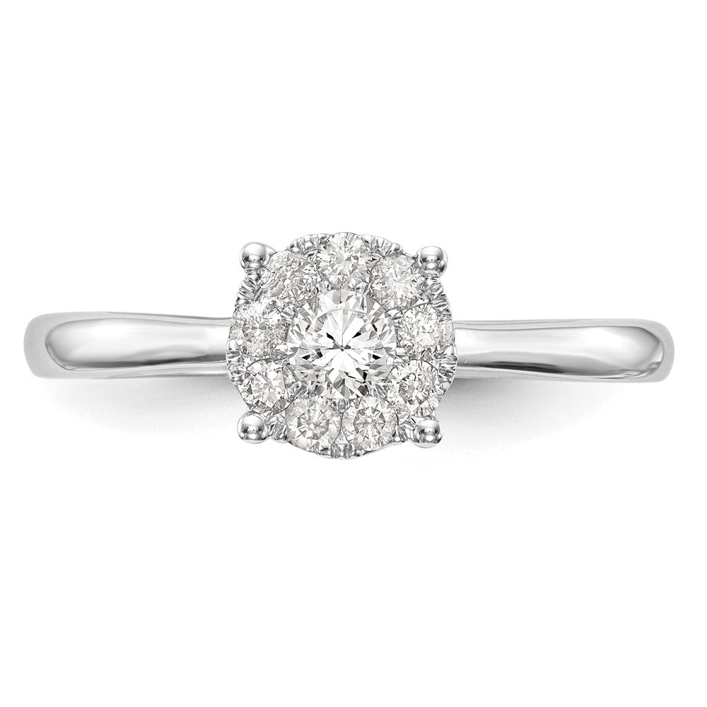 14K White Gold Lab Grown VS/SI FGH Dia Cluster Complete Engagement Ring