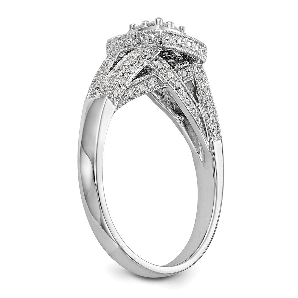 14K White Gold Lab Grown VS/SI FGH Dia Complete Cluster Engagement Ring