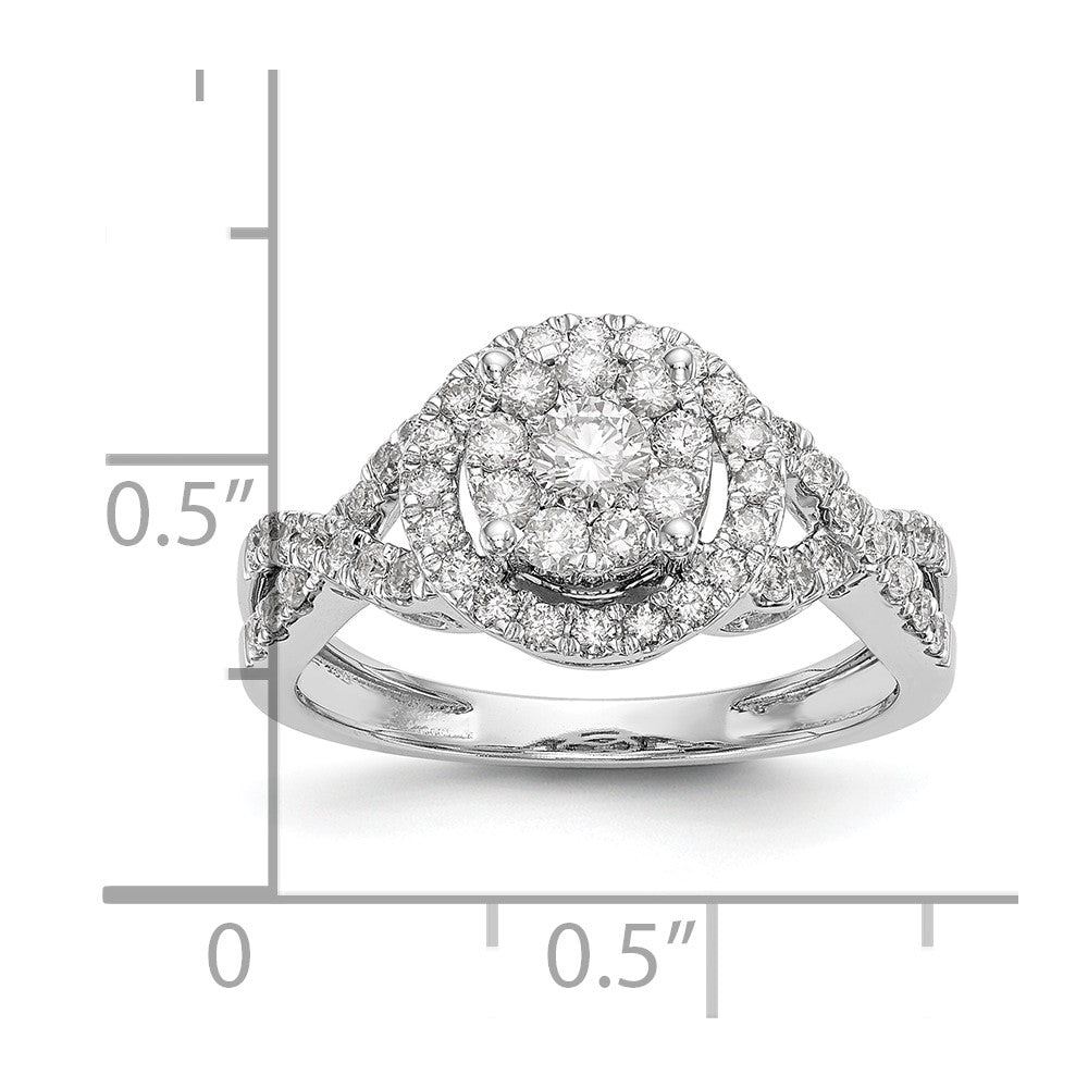 14K White Gold Lab Grown VS/SI FGH Dia Complete Cluster Engagement Ring