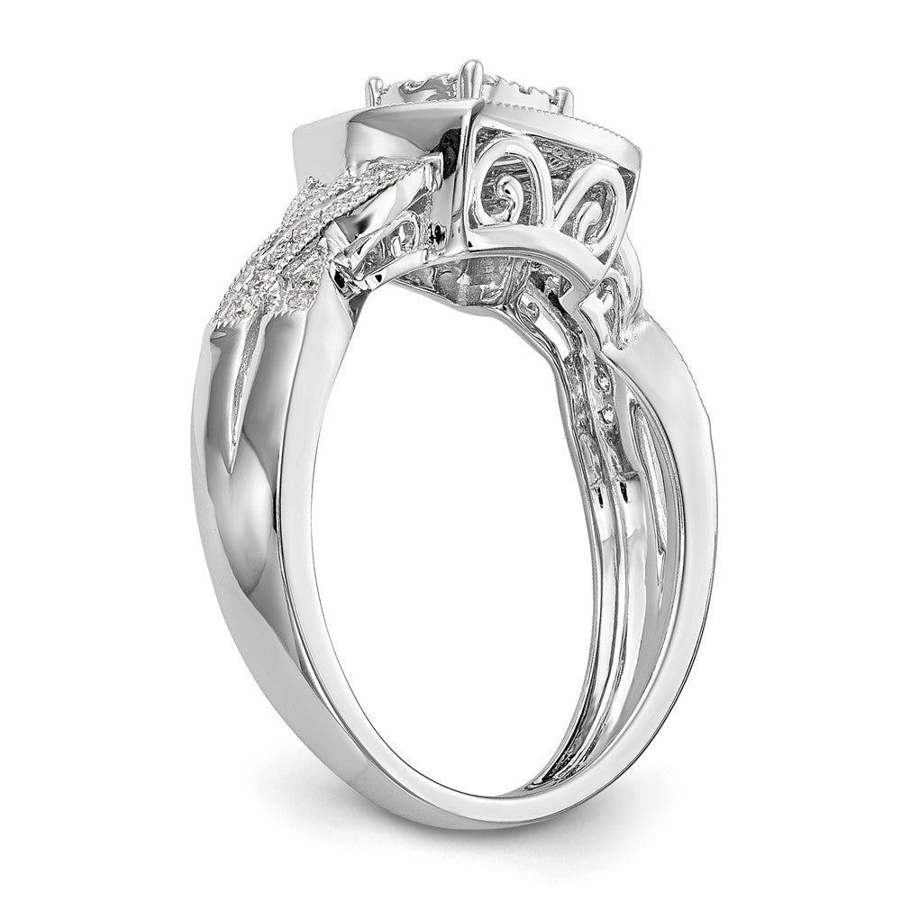 14K White Gold Lab Grown VS/SI FGH Dia Complete Cluster Engagement Ring