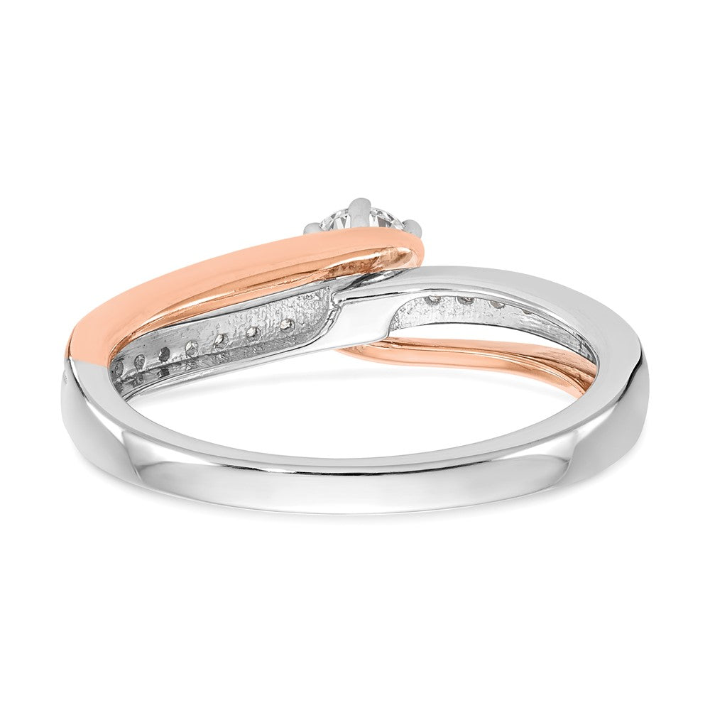 10K Two-Tone Lab Grown VS/SI FGH Dia Complete By-Pass Engagement Ring