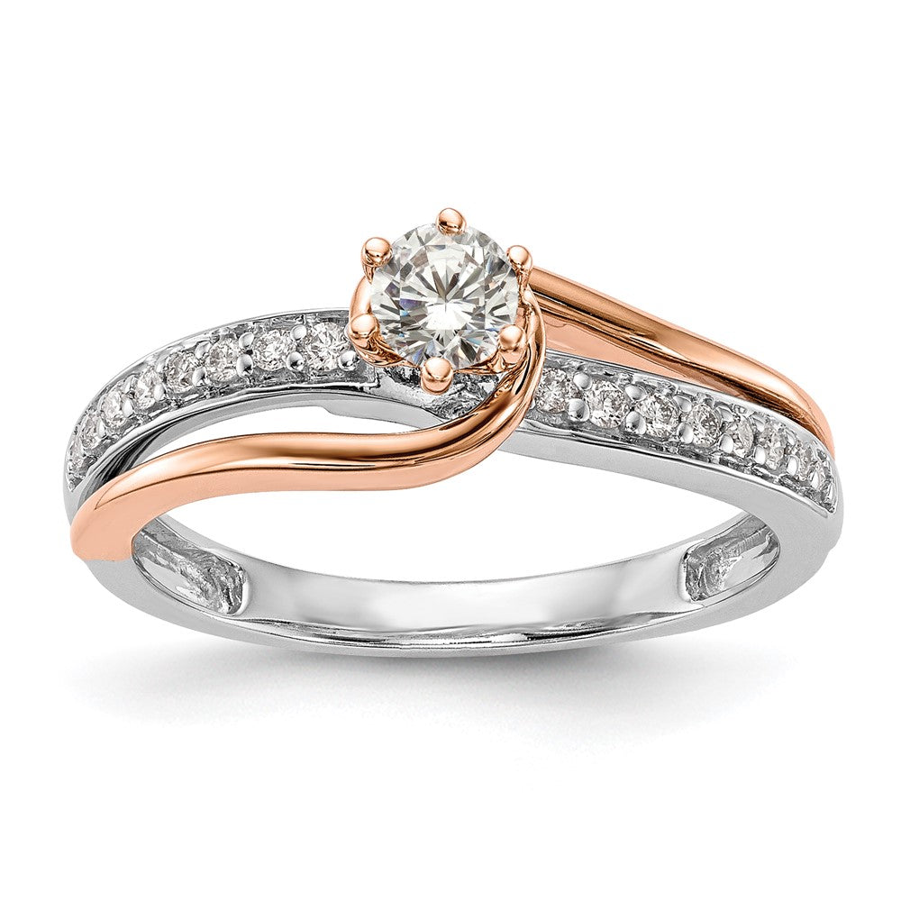 10K Two-Tone Lab Grown VS/SI FGH Dia Complete By-Pass Engagement Ring