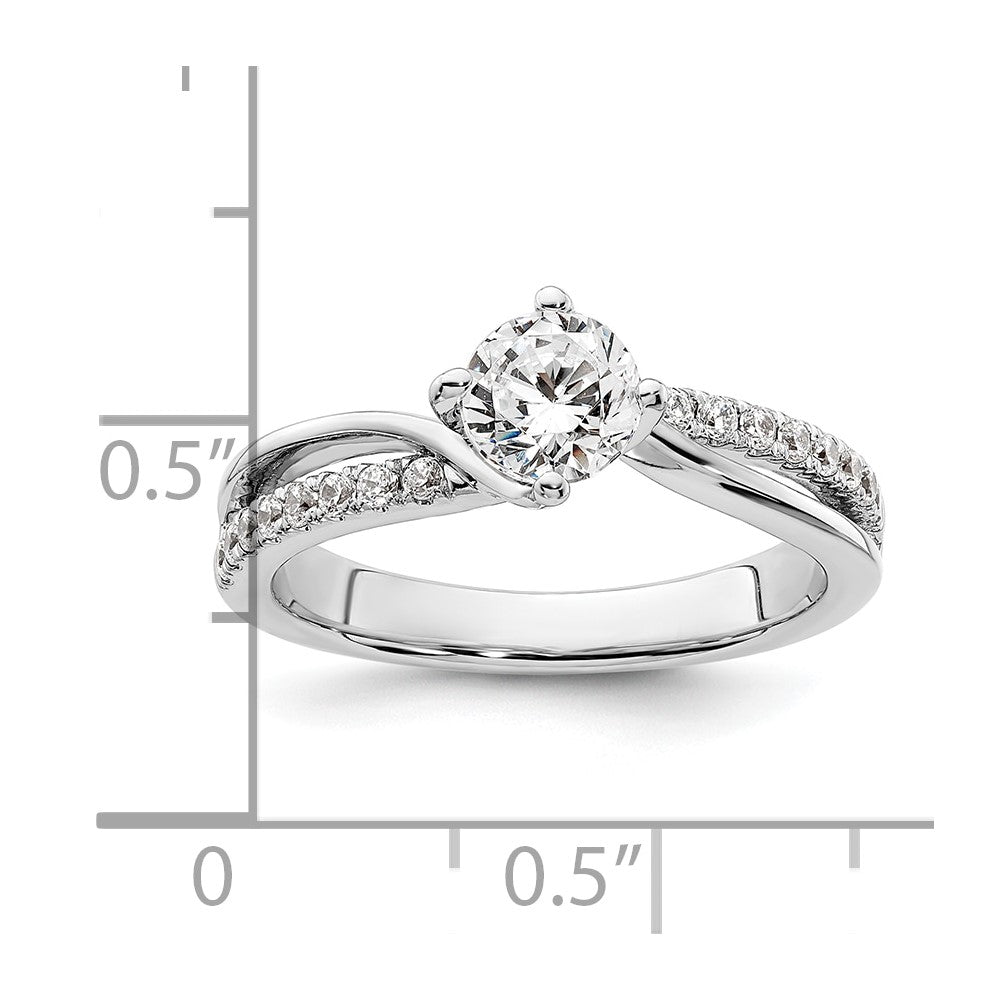 14K White Gold Lab Grown Diamond VS/SI FGH Round Semi-mount Eng Ring