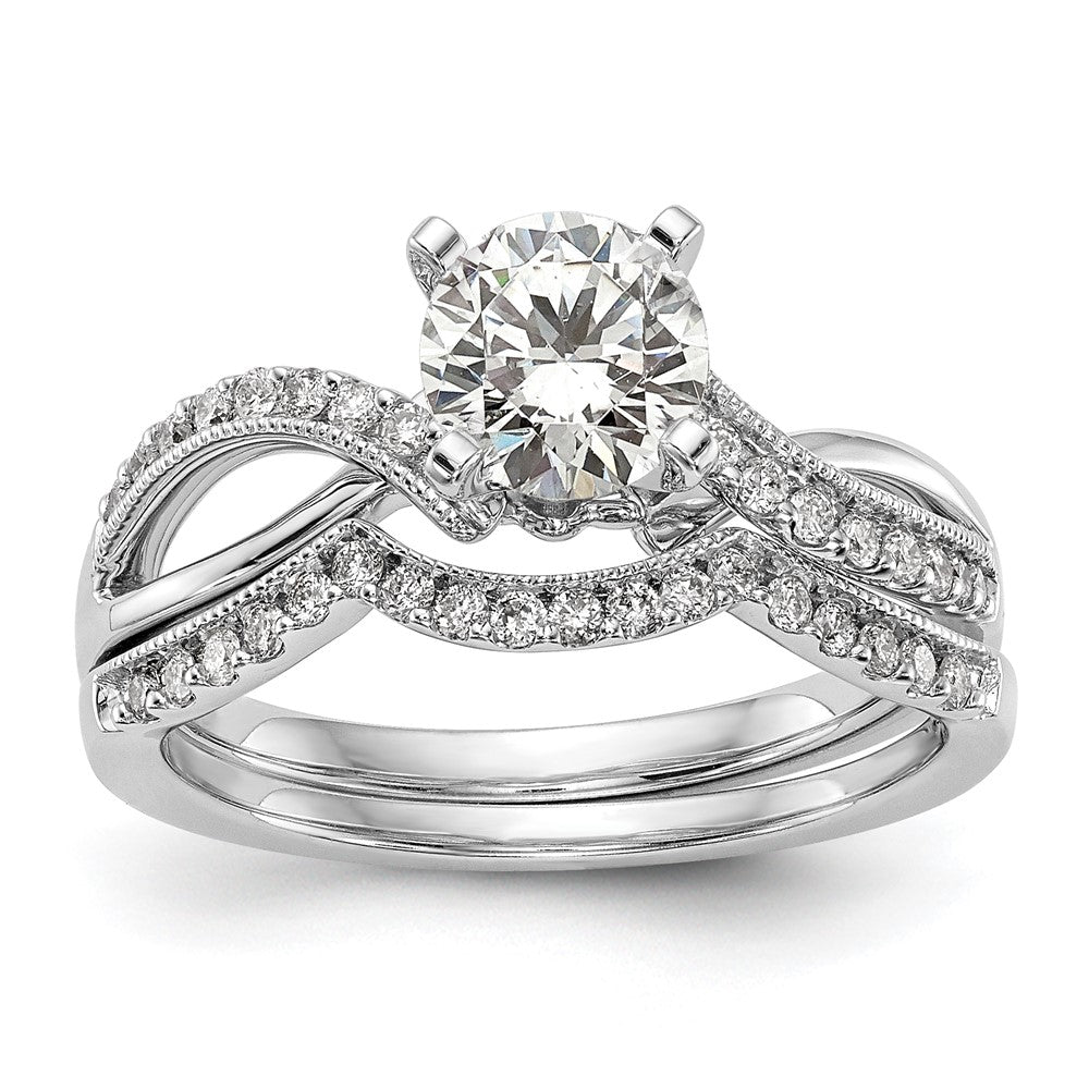 14K White Gold Lab Grown VS/SI FGH Dia Semi-mount Peg Set Engagement Ring