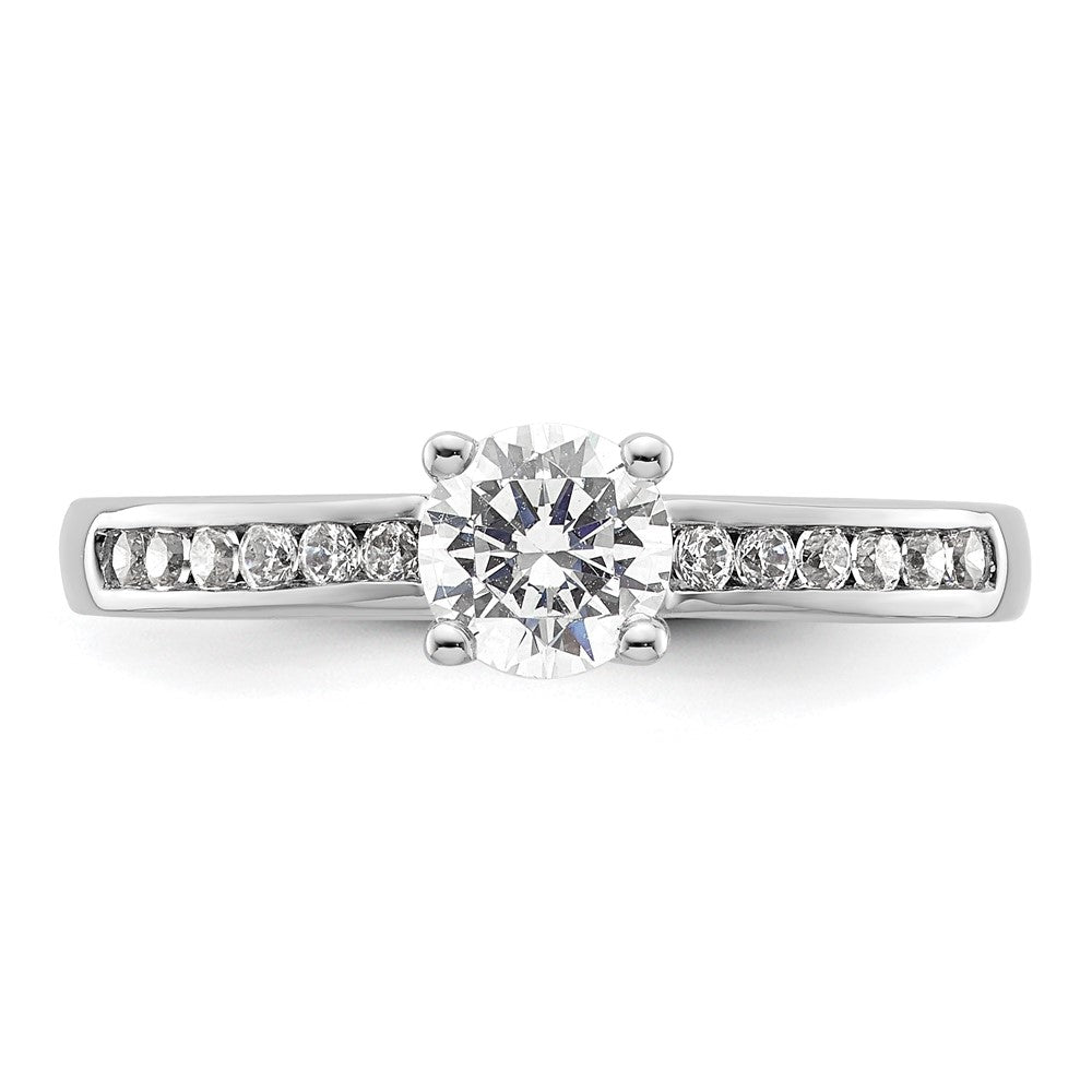 14K White Gold Lab Grown Diamond VS/SI FGH Round Complete Eng Ring