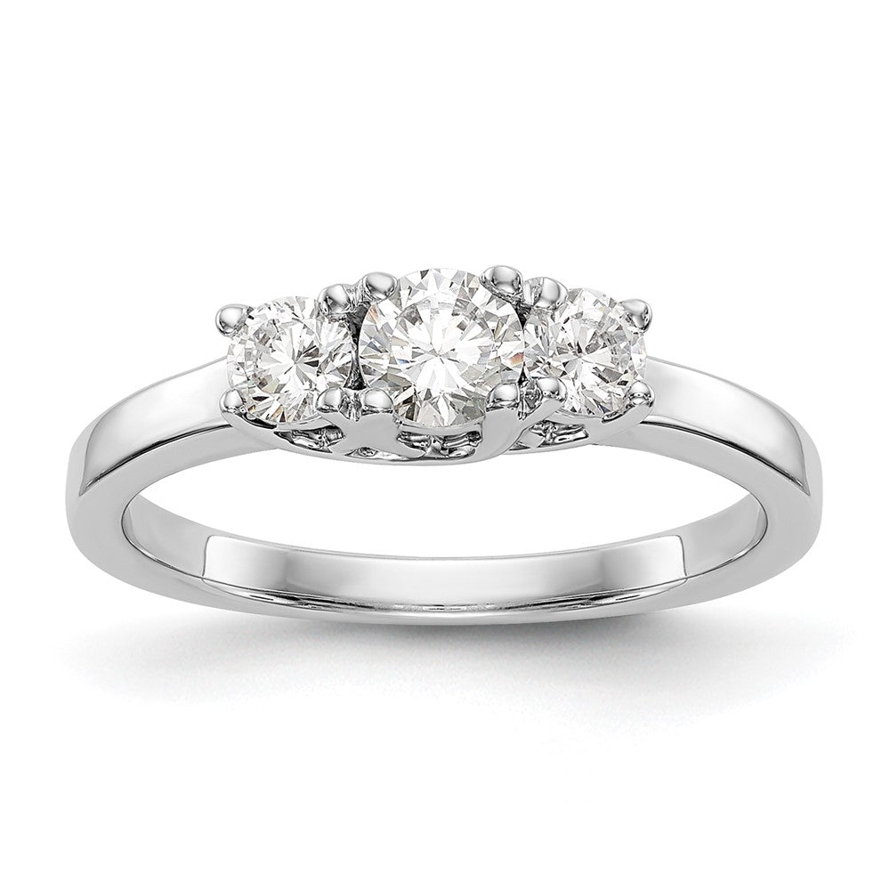 14K White Gold Lab Grown Diamond VS/SI FGH 3-Stone Comp Eng Ring