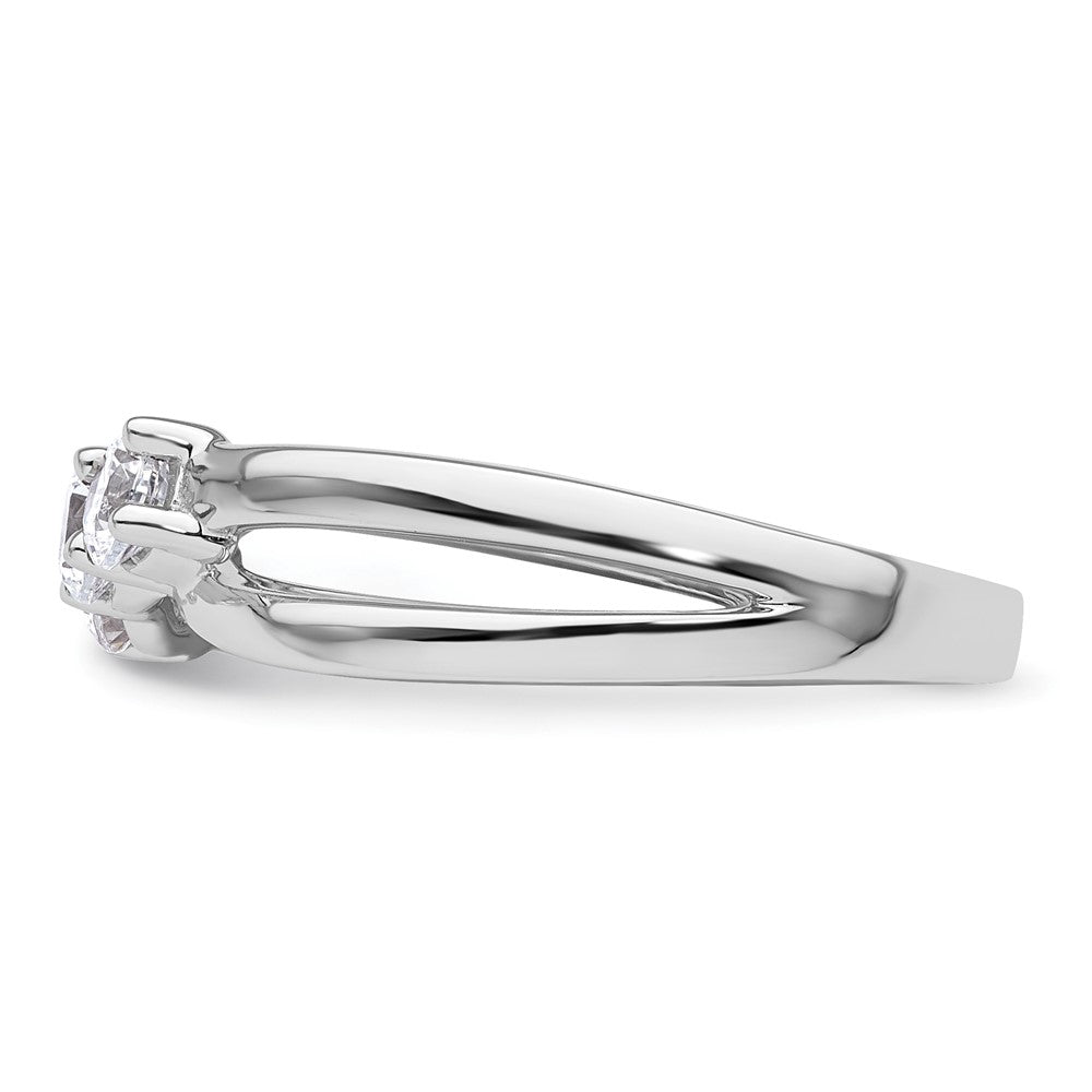 14K White Gold Lab Grown Diamond VS/SI FGH 3-Stone Complete Eng Ring