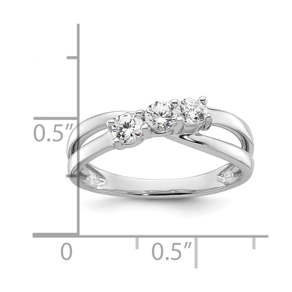 14K White Gold Lab Grown Diamond VS/SI FGH 3-Stone Complete Eng Ring