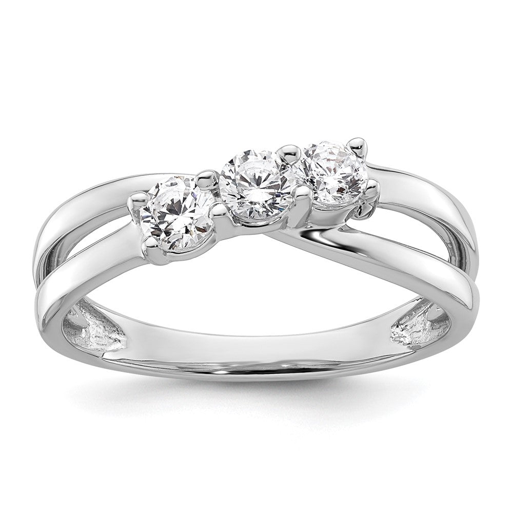 14K White Gold Lab Grown Diamond VS/SI FGH 3-Stone Complete Eng Ring