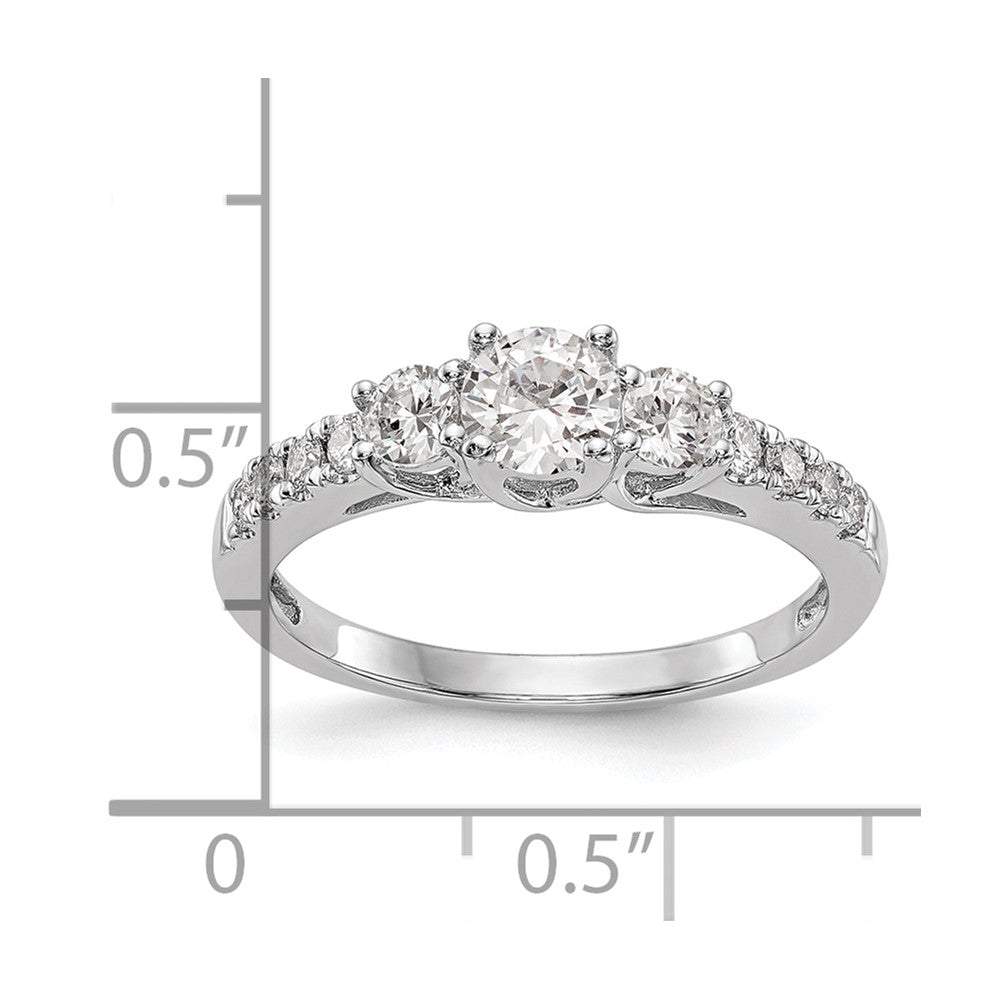 14K White Gold Lab Grown Diamond VS/SI FGH 3-Stone Complete Eng Ring