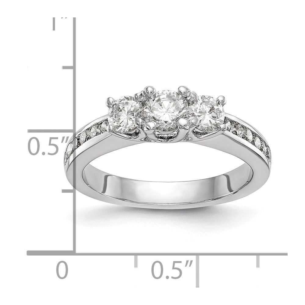 14K White Gold Lab Grown Diamond VS/SI FGH 3-Stone Complete Eng Ring