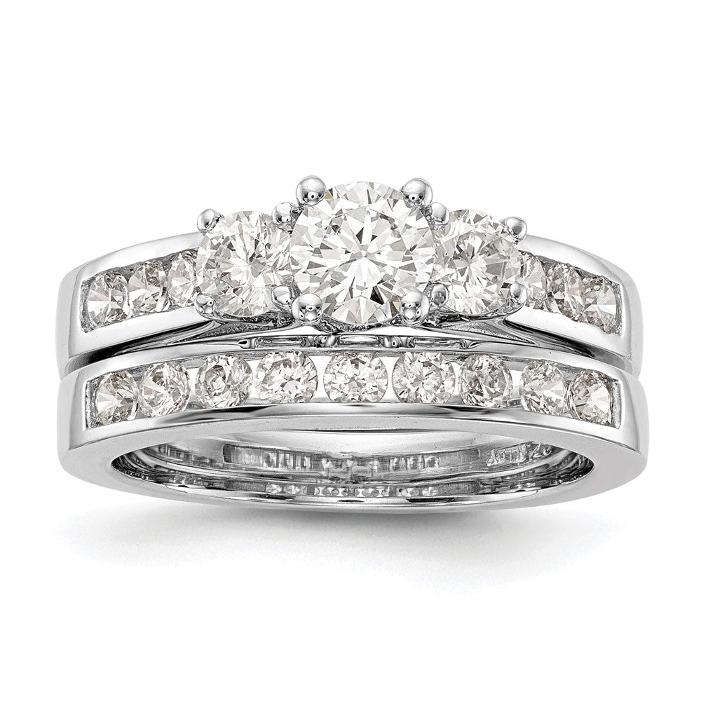 14K White Gold Lab Grown Diamond VS/SI FGH 3-Stone Comp Eng Ring