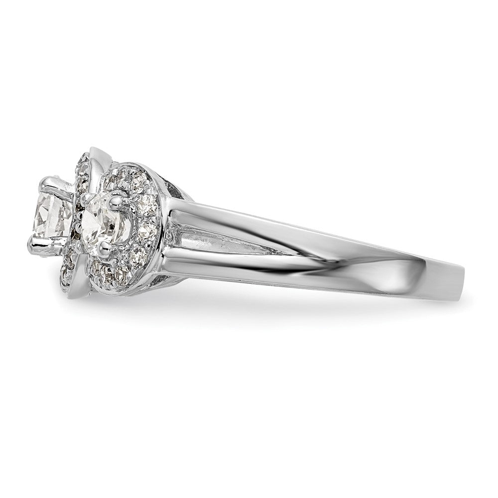 14K White Gold Lab Grown Diamond VS/SI FGH 3-Stone Complete Eng Ring