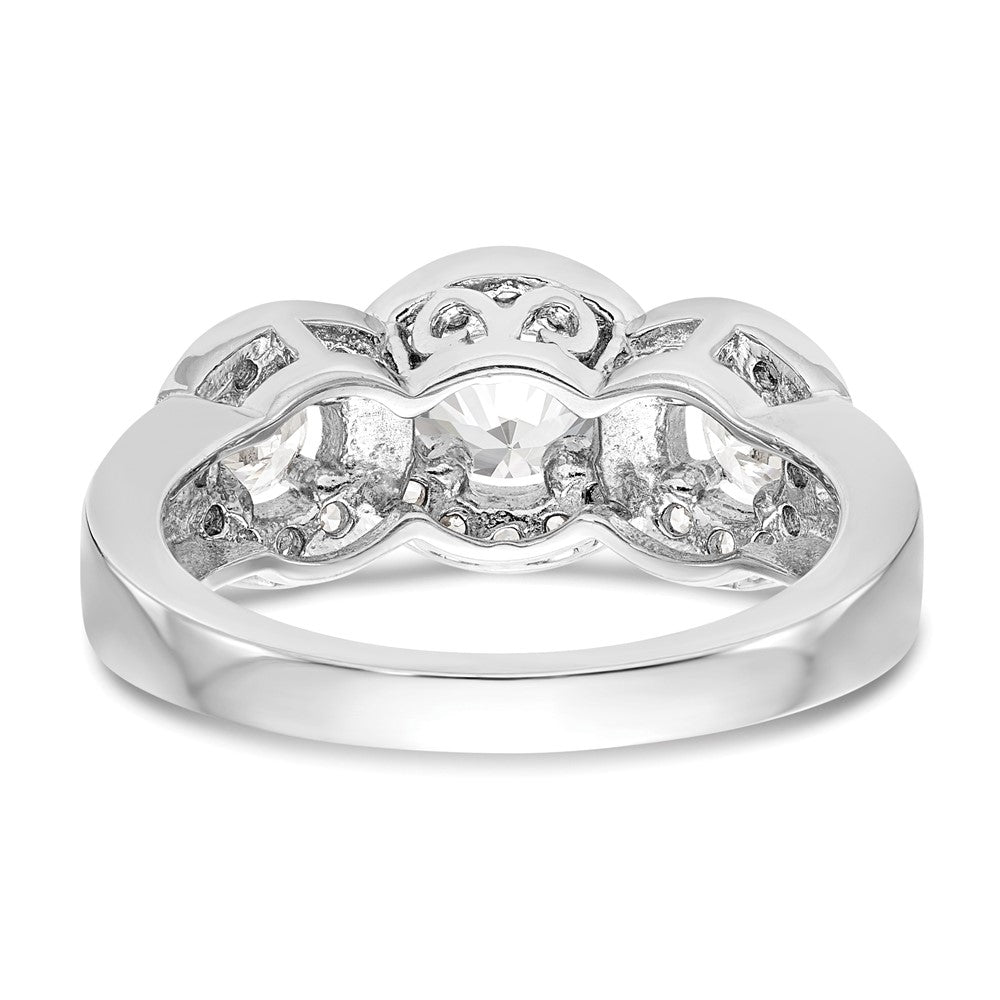 14K White Gold Lab Grown Diamond VS/SI FGH 3-Stone Complete Eng Ring