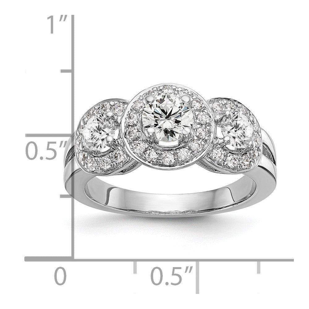 14K White Gold Lab Grown Diamond VS/SI FGH 3-Stone Complete Eng Ring