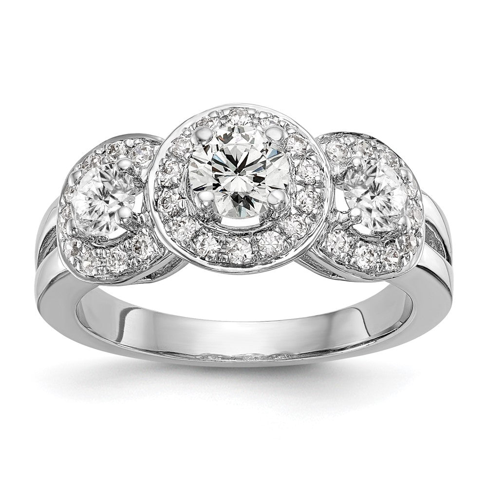 14K White Gold Lab Grown Diamond VS/SI FGH 3-Stone Complete Eng Ring