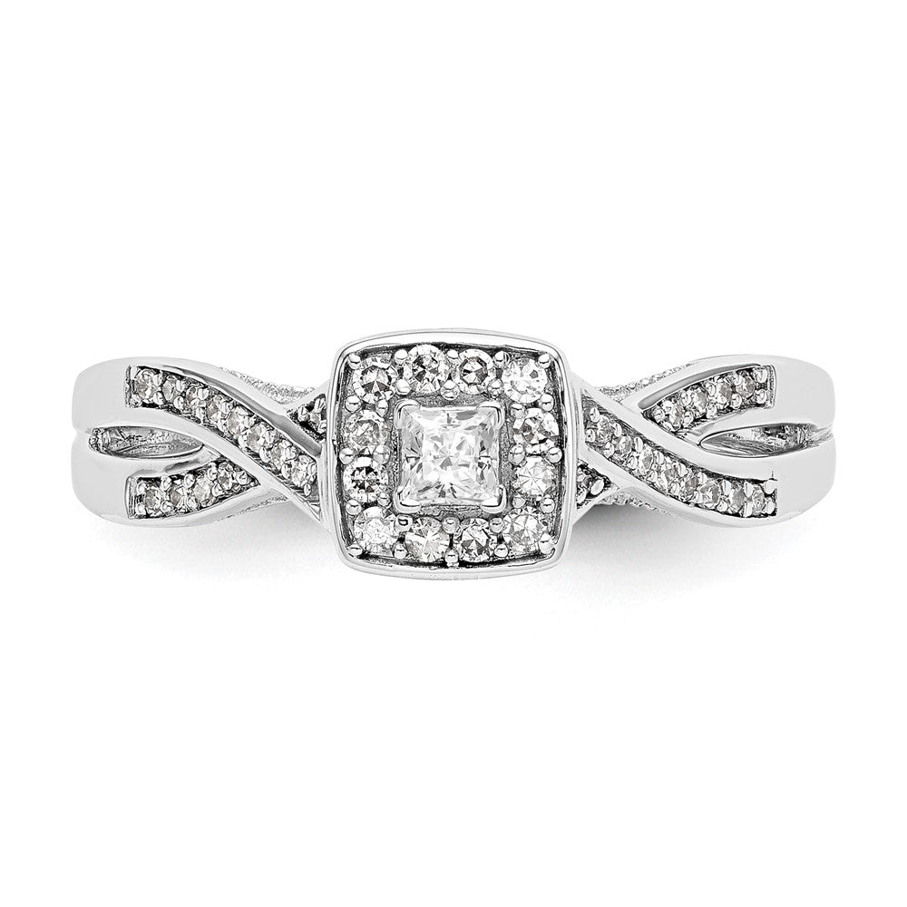 14K White Gold Lab Grown VS/SI FGH Dia Complete Engagement Ring