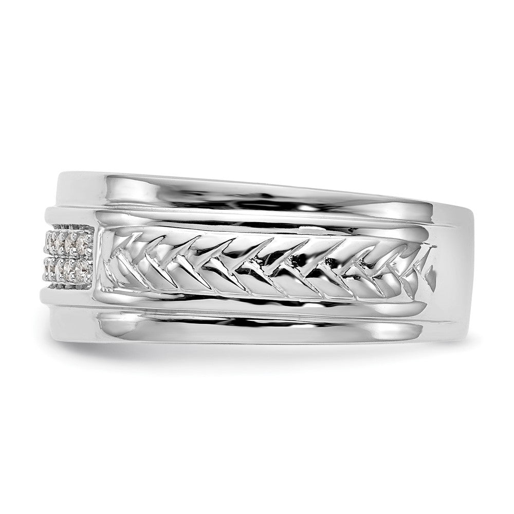 14K White Gold Lab Grown VS/SI FGH Dia Trio Men's Wedding Band