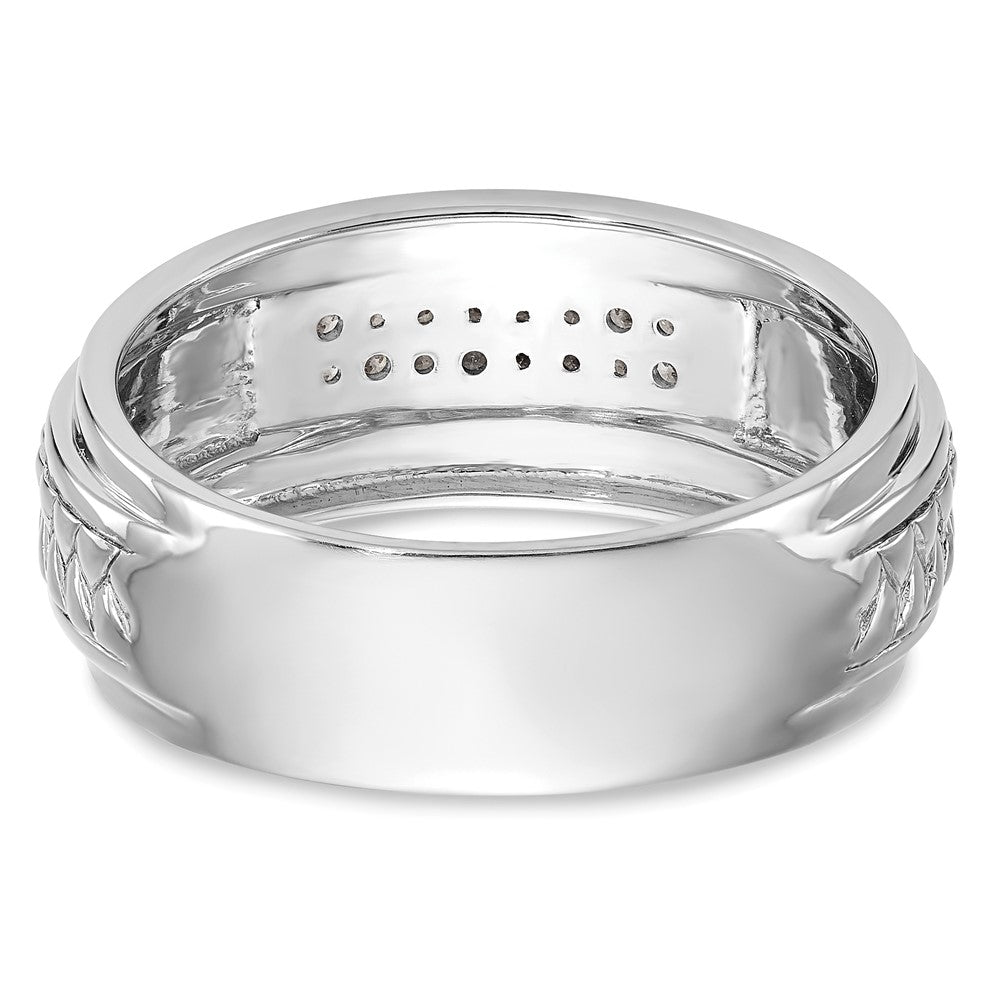 14K White Gold Lab Grown VS/SI FGH Dia Trio Men's Wedding Band