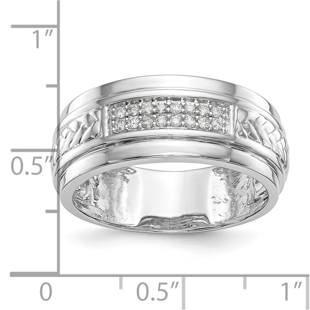 14K White Gold Lab Grown VS/SI FGH Dia Trio Men's Wedding Band