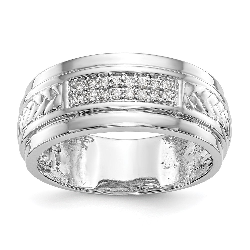 14K White Gold Lab Grown VS/SI FGH Dia Trio Men's Wedding Band