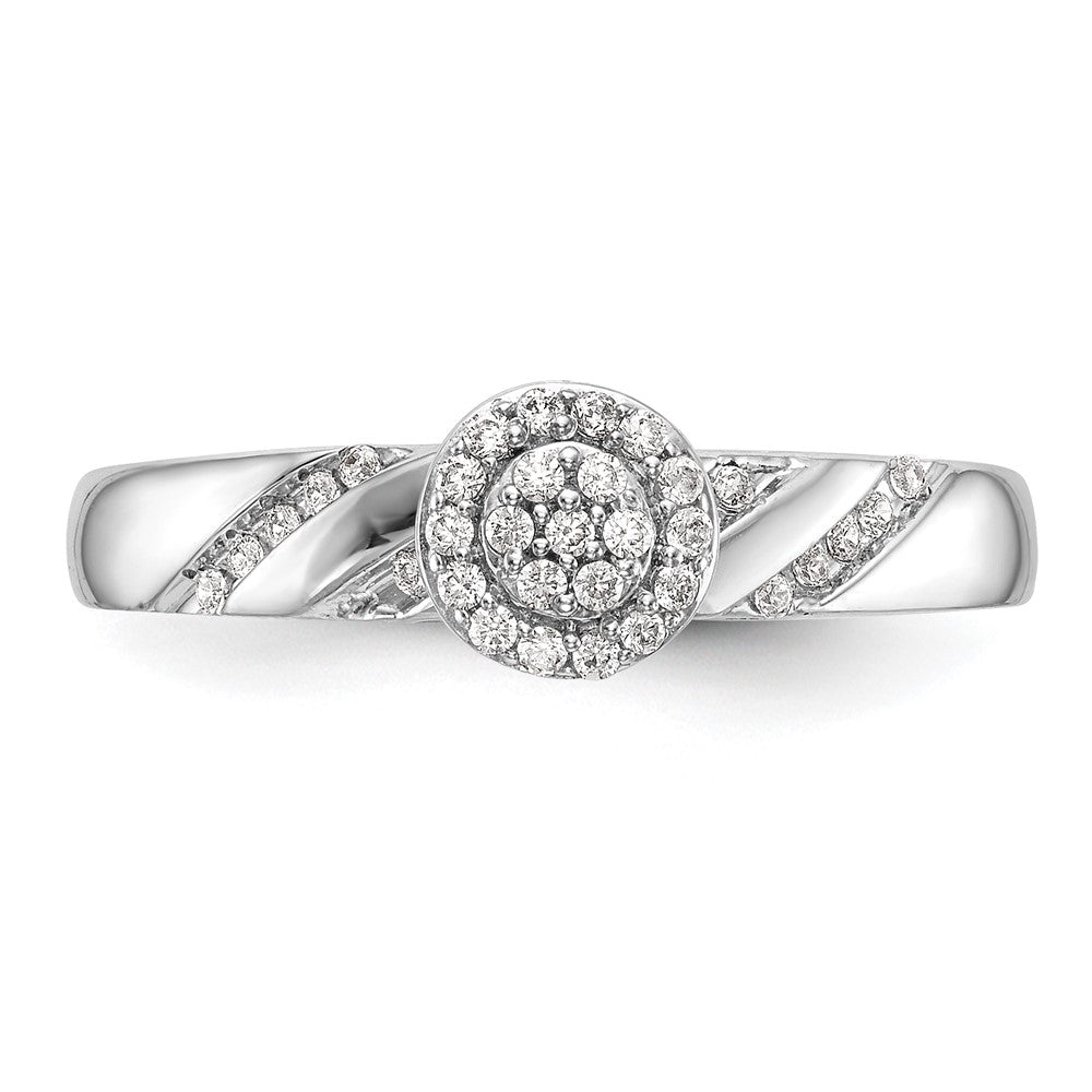 14K White Gold Lab Grown VS/SI FGH Dia Comp Trio Cluster Engagement Ring