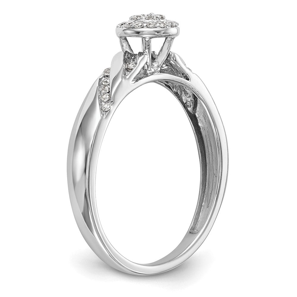 14K White Gold Lab Grown VS/SI FGH Dia Comp Trio Cluster Engagement Ring