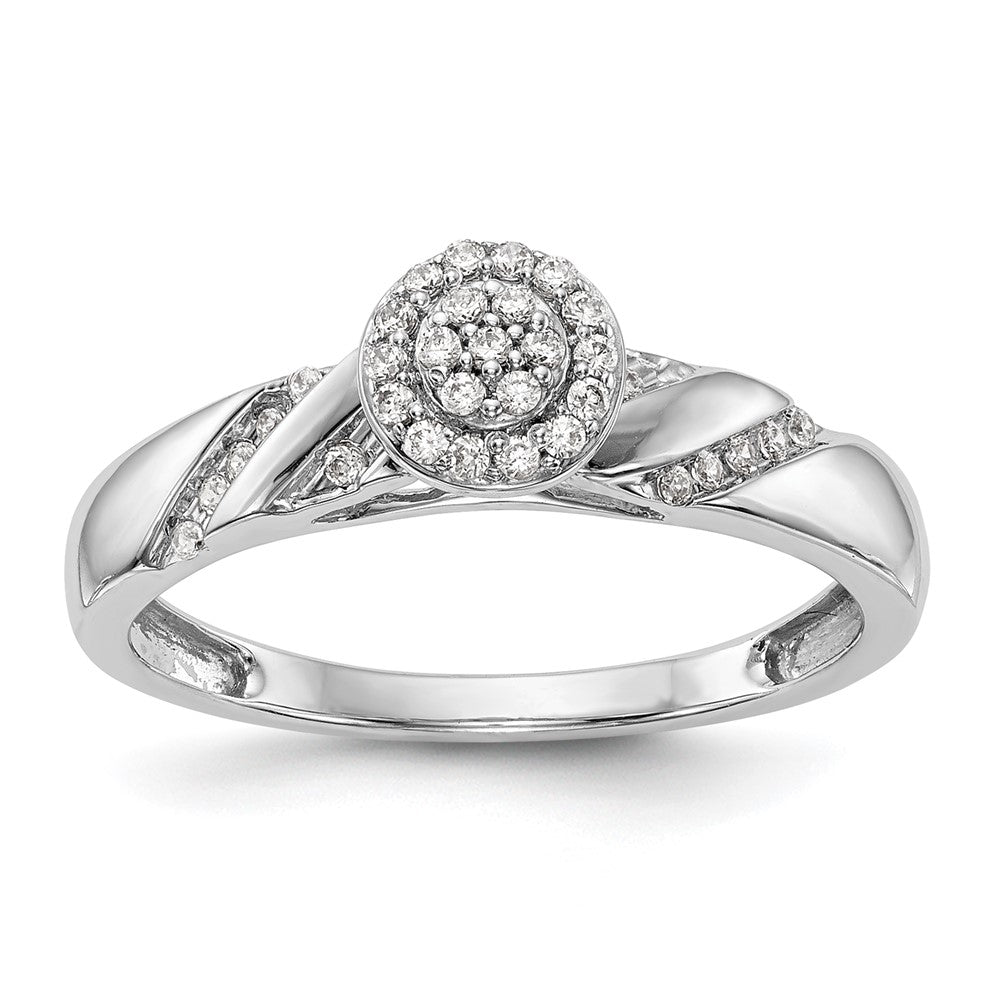 14K White Gold Lab Grown VS/SI FGH Dia Comp Trio Cluster Engagement Ring