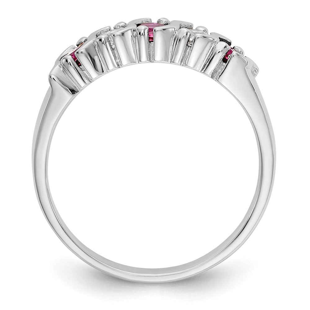 14k White Gold 1/5 carat Diamond and Ruby Complete Band