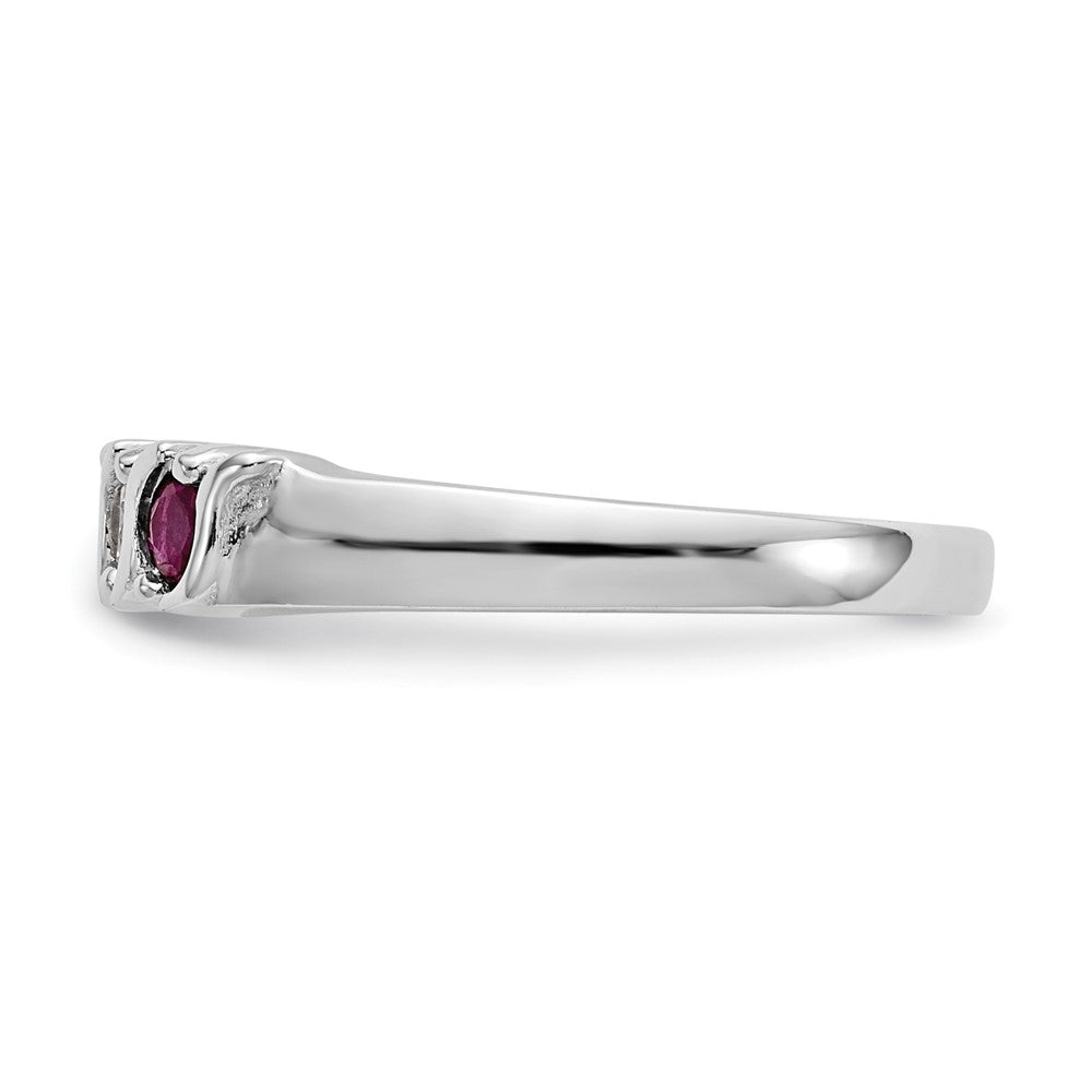 14k White Gold 1/5 carat Diamond and Ruby Complete Band