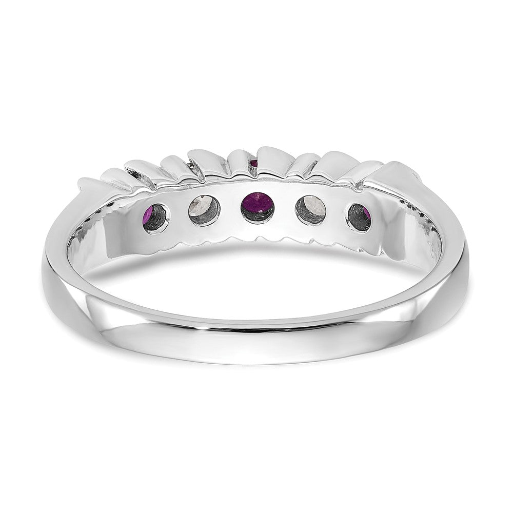 14k White Gold 1/5 carat Diamond and Ruby Complete Band