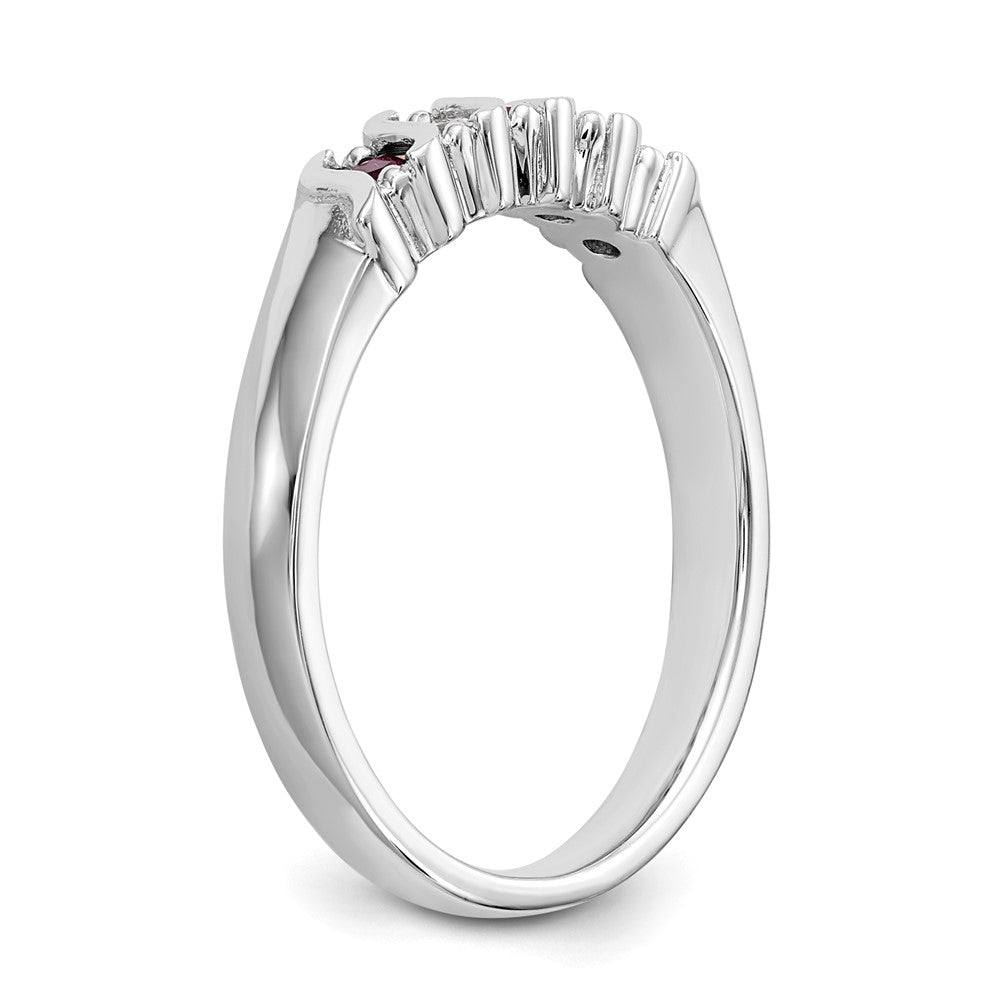 14k White Gold 1/5 carat Diamond and Ruby Complete Band