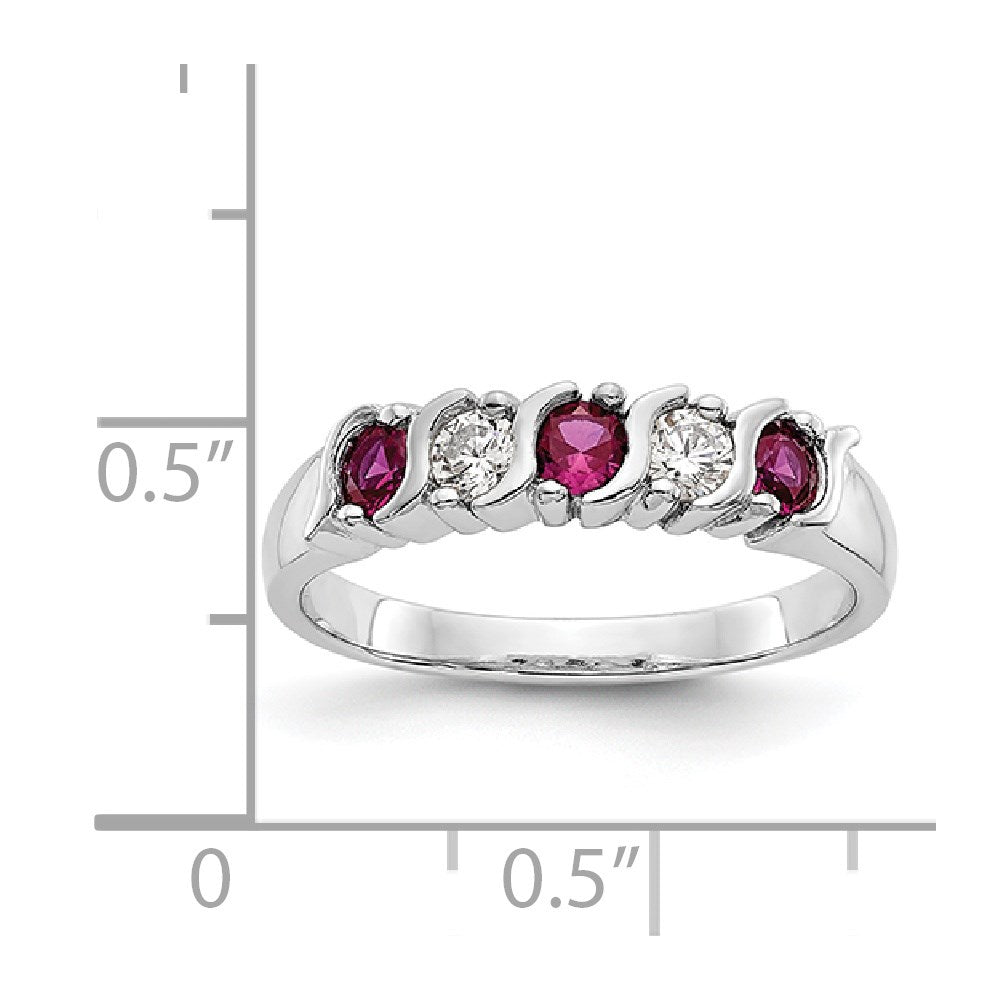 14k White Gold 1/5 carat Diamond and Ruby Complete Band