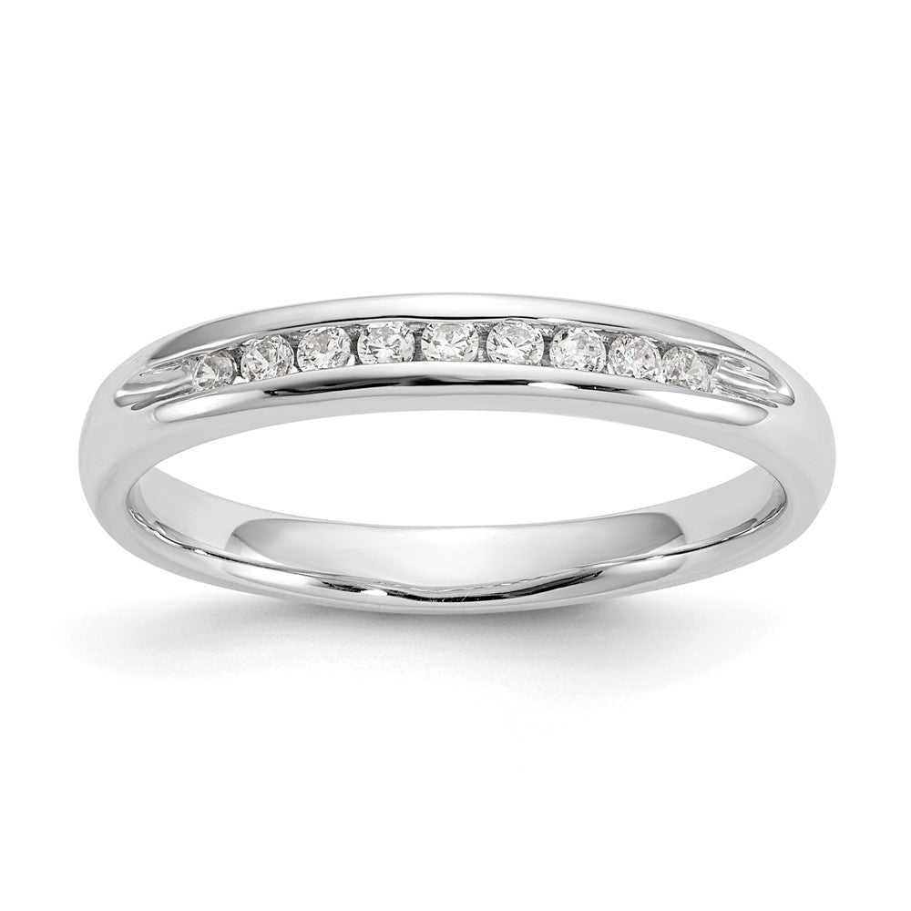 14K White Gold Lab Grown VS/SI FGH Dia 9-Stone Channel Band