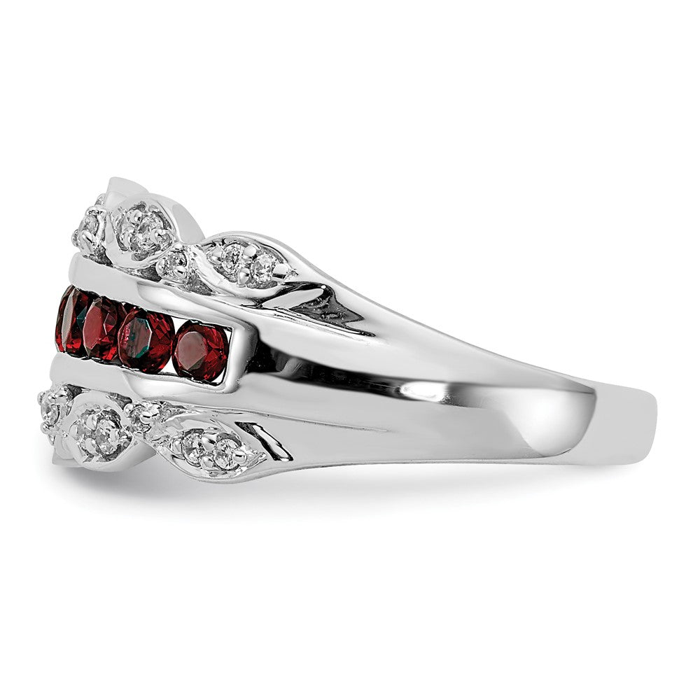 14K White Gold Lab Grown VS/SI FGH Dia and Created Ruby Fancy Ring