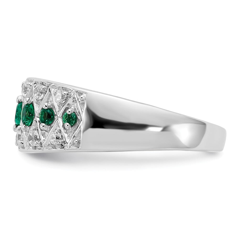 14K White Gold Lab Grown VS/SI FGH Dia and Cr Emerald Fancy Ring