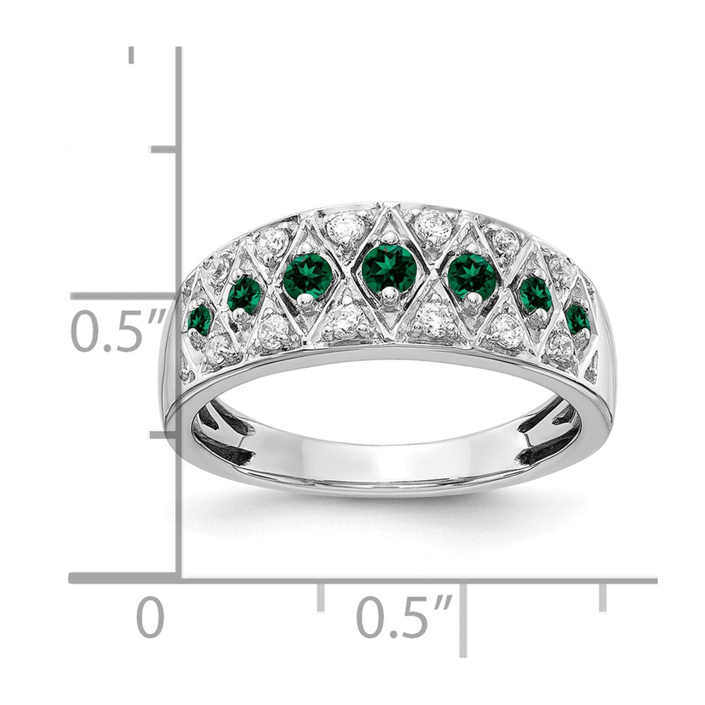 14K White Gold Lab Grown VS/SI FGH Dia and Cr Emerald Fancy Ring